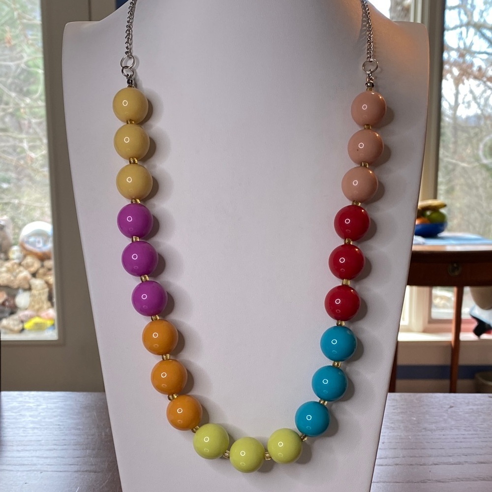10/$10 Multicolor Beaded Statement Necklace - Colorful Round Beads